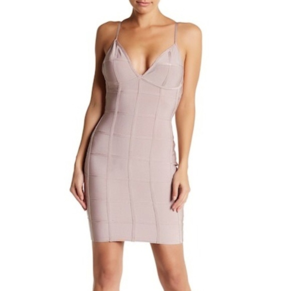 Missguided Mauve Grid Bandage Bodycon Dress